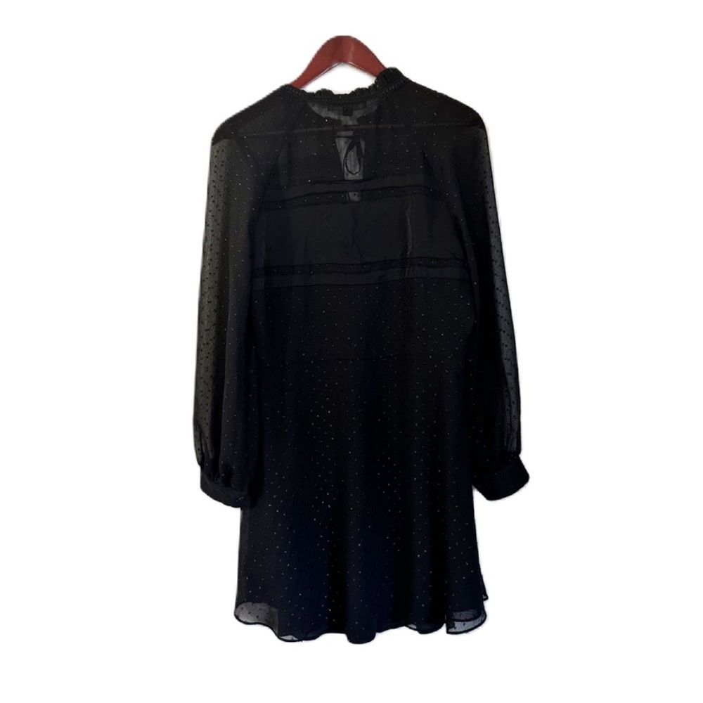 All Saints Black Sheer Polka Dot Sparkle Long Sleeve Dress - Picture 6 of 16